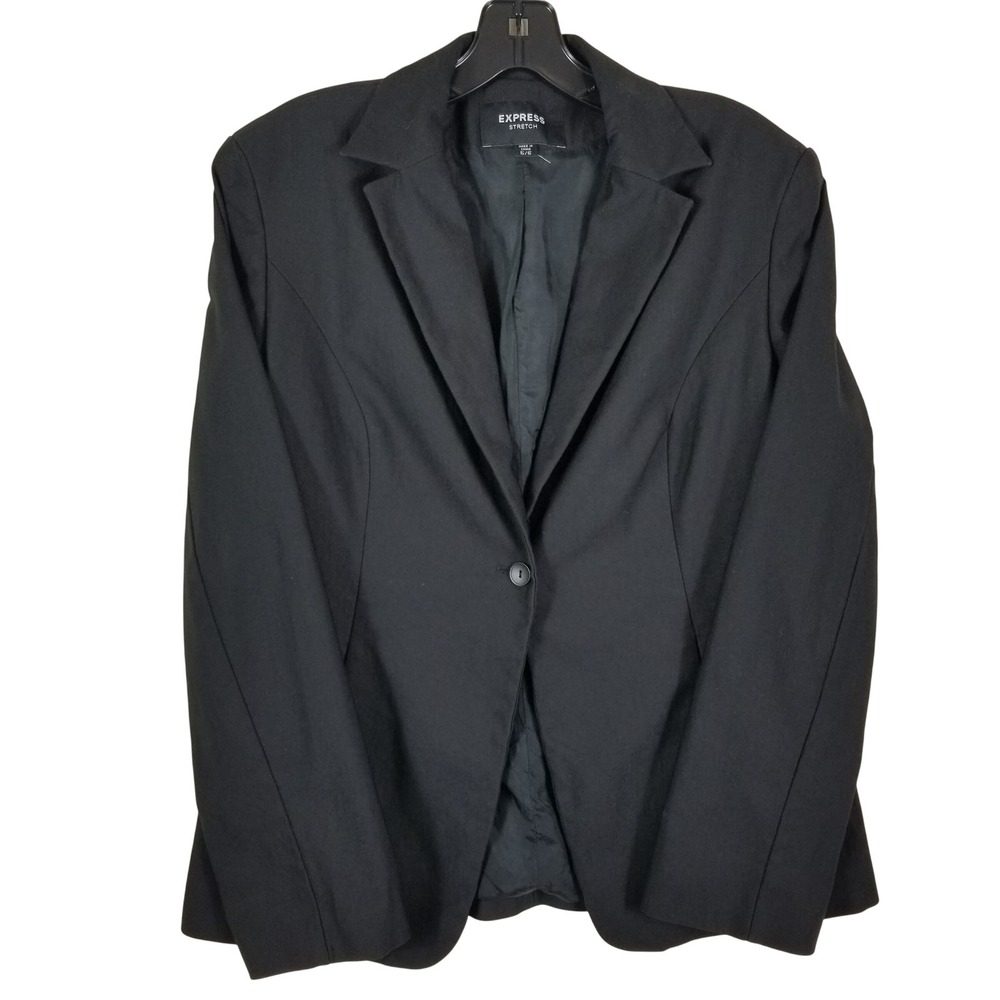 Express Stretch Womens Black Single Button Blazer Jacket‎ Size 5/6 Office Work